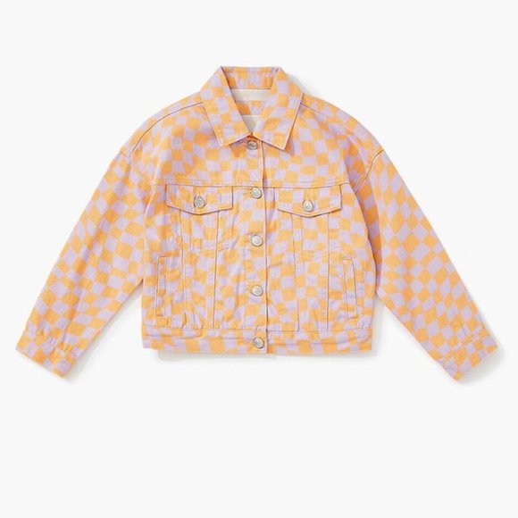 Oversized Checkered Denim Jacket - Picture 2 of 12